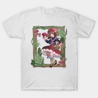 Cottagecore Autumn Mushroom Girl T-Shirt